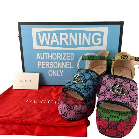 Gucci Monogram Multicolor Chunky Heels - Picture 2 of 7